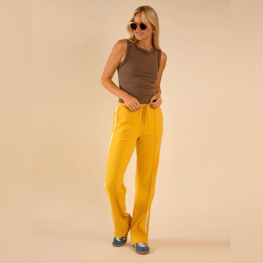 Care Tucker Jordan Interlock Track Pants Canary Yellow Sz S BNWT